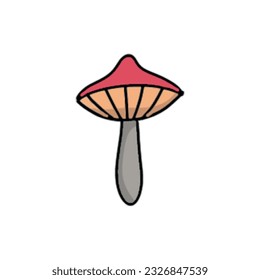 Cute mushroom illustration. Fall autumn illustration for collages and designs. fall forest