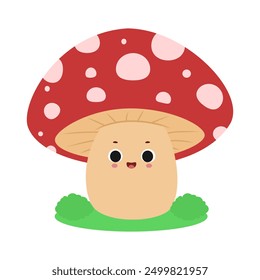 Cute mushroom illustration isolated on white background