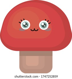 Cute mushroom , illustration, vector on white background
