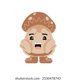 Cute Mushroom Mascot Character Illustration