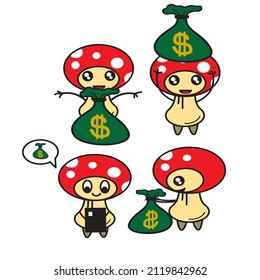 cute mushroom mascot. Indonesia, salatiga 8 february 2022