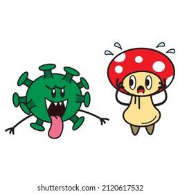 cute mushroom mascot. Indonesia, salatiga 9 february 2022