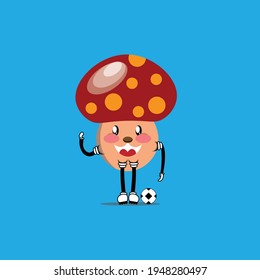 diseño de vector de mascota de hongos lindo