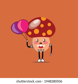 cute mushroom mascot vector design