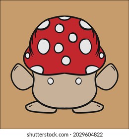 cute mushroom monster mascot character design, editable vector file for your brand, icon, logo, or all of your graphic needs.
