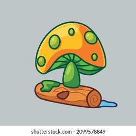 cute mushroom on the old wood