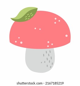 Hongo lindo sobre fondo blanco. Ilustración del doodle vectorial.