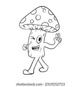 Cute Mushroom Outline Cartoon ,good for graphic design resources, coloring books, prints, posters, children books, and more.