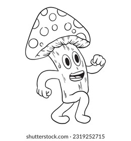 Cute Mushroom Outline Cartoon ,good for graphic design resources, coloring books, prints, posters, children books, and more.