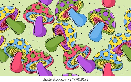 Cute mushroom pattern background vector design