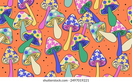 Cute mushroom pattern background vector design