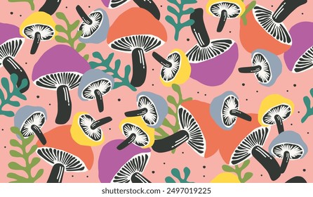 Cute mushroom pattern background vector design
