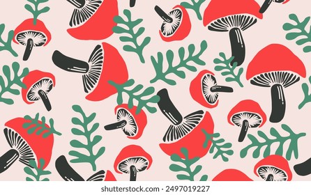 Cute mushroom pattern background vector design