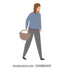 Cute mushroom picker icon cartoon vector. Funny fall vacation. Cute character nature