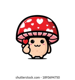 cute mushroom posing finger love