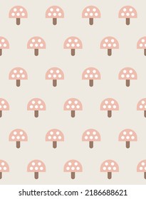 Cute mushroom seamless pattern design. Vector illustration.