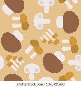 Cute mushroom seamless pattern, flat style