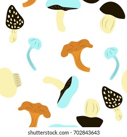 Cute mushroom seamless pattern. Vector hand drawn illustration.
