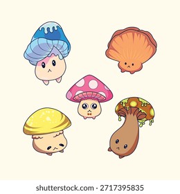 süßer Pilz Aufkleber Vektordesign