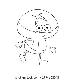 Cute-Pilz-Vektorgrafik einzeln auf weißem Hintergrund. Cute Gemüse-Cartoon-Farbseite.