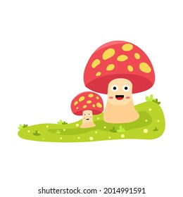 cute mushroom vector icon design  suitable for sticker design etc.