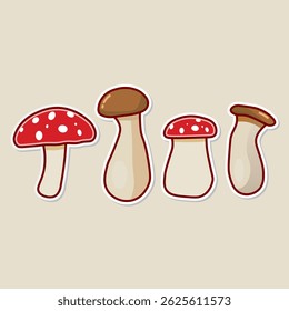 Nette Pilz Vektorgrafik kann für Aufkleber verwendet werden
