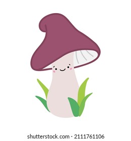 Cute mushroom. Vector illustration, isolated on a white background. Scandinavian cartoon style flat design. Concept for children print.