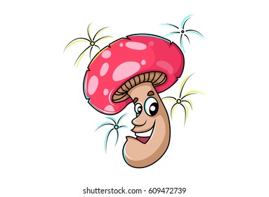 Cute mushroom. Vector Illustration. Isolated on white background.