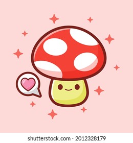 Cute mushroom vector image, vector eps. 10