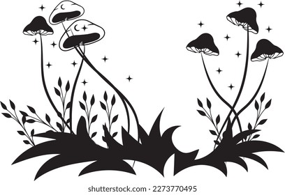 Cute Mushroom Wildflower Floral design