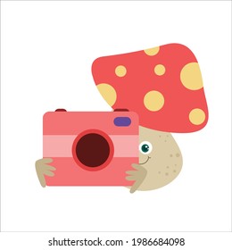 ilustración de diseño de la plantilla de vector de caracteres hongos lindo