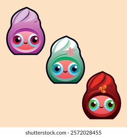 cute mushrooms characters art vector