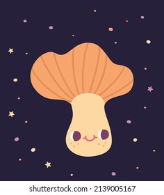 Cute mushrooms vector illustration. Funny cartoon clipart.