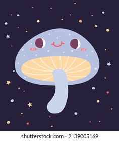 Cute mushrooms vector illustration. Funny cartoon clipart.