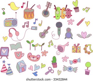 cute music elements set