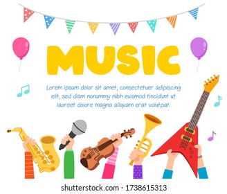 cute music festival poster template with text