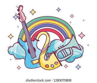 cute music instrument cartoon