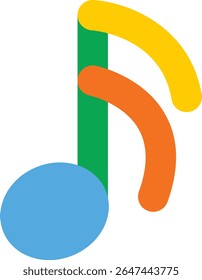 Uma bela ilustração de nota de música. Excelente para uso em aulas de música, concertos, festivais, músicas infantis, apresentações, eventos ao ar livre e conteúdo educacional com temas musicais alegres.