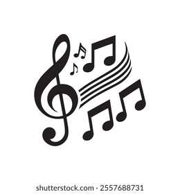 Cute music note sheet icon staff vector, melody music note key sheet, vector sheet music, musical notes melody
