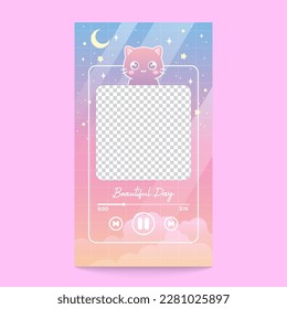 cute music play with blank frame for album photo template vector design