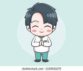 cute muslim boy cartoon character