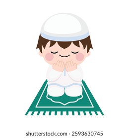 Cute muslim boy praying pose