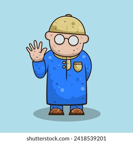 Cute muslim character vector illustration 