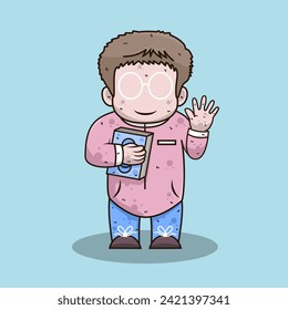 Cute muslim character vector illustration