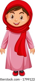 Cute Muslim Girl Character Illustration