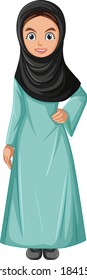 Cute muslim girl character illustration