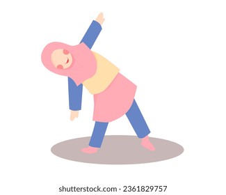 Cute Muslim Girl Doing Exercise