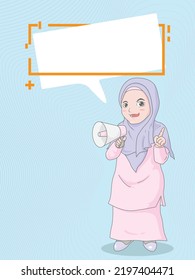 Cute Muslim girl with megaphone