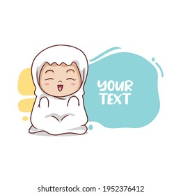 Cute Muslim Girl Pray With Balloon Text