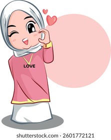 Cute muslim girl, Smiling face for illustration. Vector design.